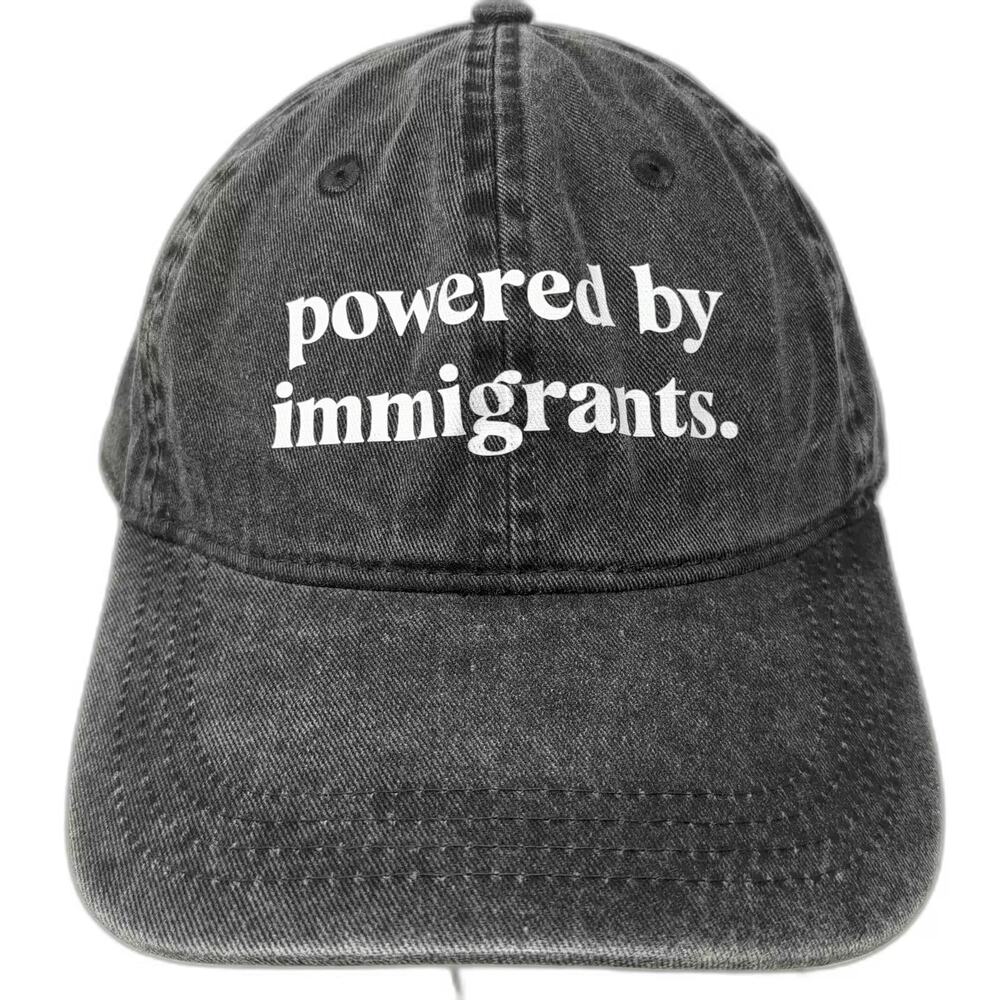 Authentic Pigment Baseball Cap Gray White One Size Hat Powered By Immigrants